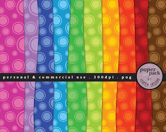 Bright Polka Dot Digital Paper Pack: Rainbow Party Designs (Digital Download)