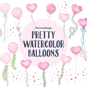 Baby Roze Aquarel Ballon Clip Art - Decoratie Ideeën voor Feesten, Social Media Posts - Gender Reveal