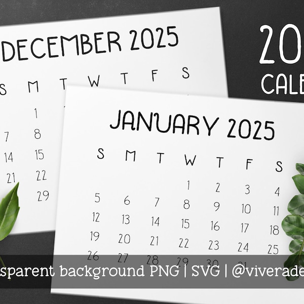 Calendar 2025 Svg - Etsy