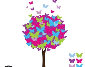 Butterfly Tree Digital Clip Art - Lollipop Love