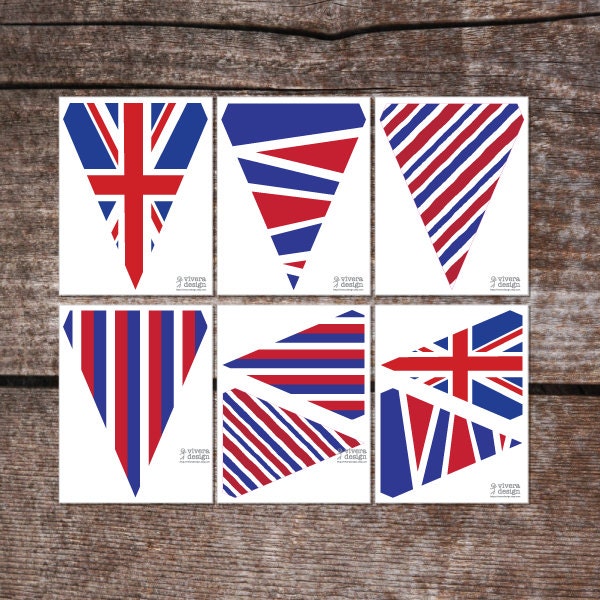 Printable Union Jack Pennant Banners - PDF - Letter or A4 pages