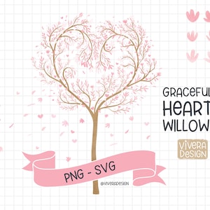 Saule coeur gracieux | PNG et SVG | Clipart numérique | Téléchargement instantané