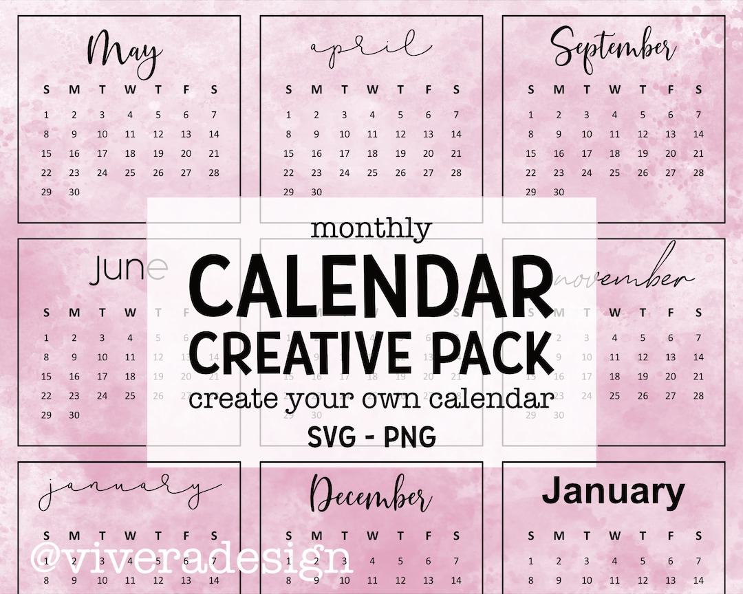 Any Year - Master Calendar - Monthly Calendar Creative Pack - Instant ...