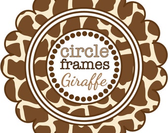 Digital Clip Art - Circle Frames in Giraffe Pattern