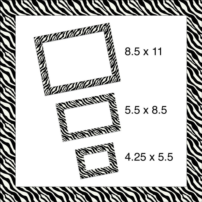 Digital Clip Art Rectangle Frames in Zebra Pattern image 2