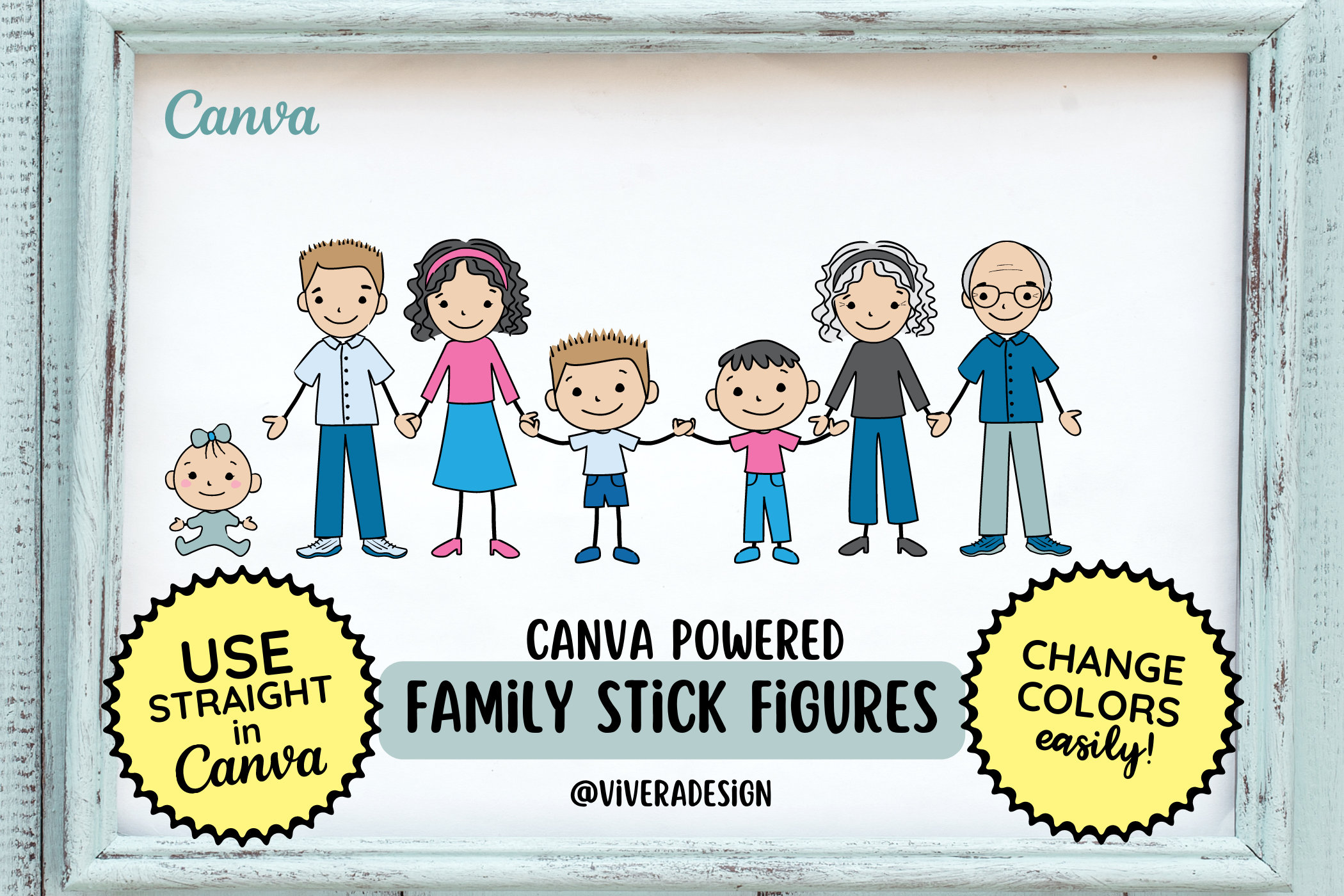 Family Stick Figure Clipart Canva Template, SVG & PNG Images Etsy Canada