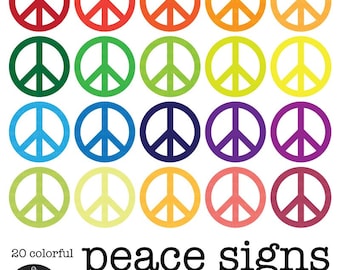 Peace Signs Clip Art in 20 Colors