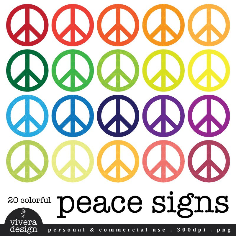 Peace Signs Clip Art in 20 Colors - Etsy