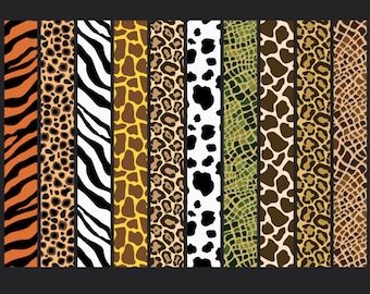 Wild Jungle Animal Prints Digital Paper Pack - 10 digital papers