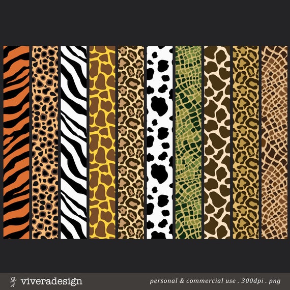 Digital Paper Background Pack Wild Animal Prints