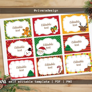 DIY Printable Christmas Labels - Canva Template - Affordable Labels Stickers Instant Download - Quick Christmas Tags