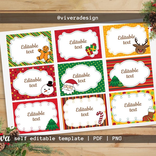 DIY Printable Christmas Labels - Canva Template - Affordable Labels Stickers Instant Download - Quick Christmas Tags