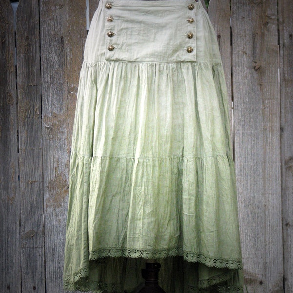 Garment Dyed Handmade Tiered Gypsy Skirt  Ready to Ship Waist 30" to 32"