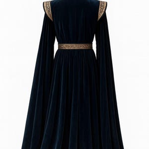 Anpassad kunglig medeltida sammetrock för män, broderad kostym, renässanskung, regal outfit, regal cosplay-mantel, julfestklädsel bild 2