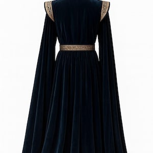 Anpassad kunglig medeltida sammetrock för män, broderad kostym, renässanskung, regal outfit, regal cosplay-mantel, julfestklädsel bild 7