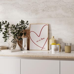 Herz Poster. Minimalistischer Liebesdruck. Romantische Wall Art. Digitaler Download