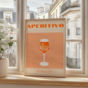 Aperol Wall Art. Retro Italian Cocktail Poster. Aperol Bar Decor. Drink Digital Download
