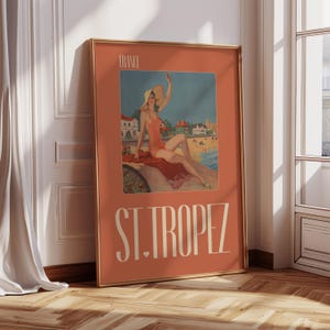 Vintage St Tropez Poster: Coastal Glamour Travel Print (Digital Download