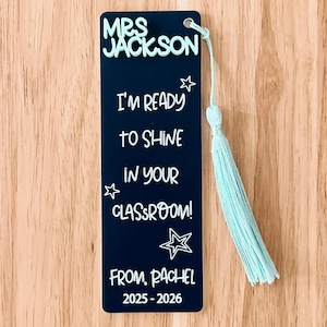 Custom Bookmark, Personalized Bookmark, Custom Teacher Bookmark, Acrylic Bookmark, Back to School Gift, Teacher Appreciation Gift
