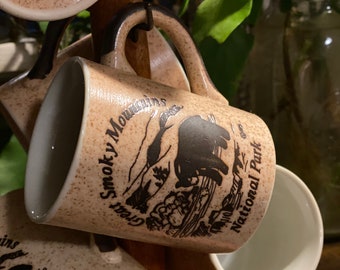 Set of 6 Cermaic Mugs Great Smokey Mountains National Park Coffee Mug with Stand Included