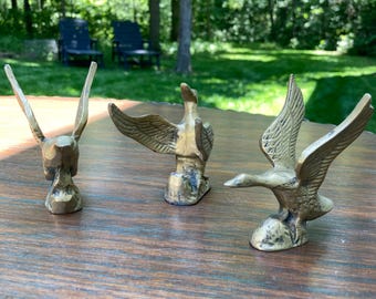 Set of Three Miniature Brass Ducks