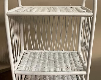 Vintage White Wicker Wall Shelf