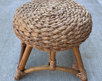 1960s MCM Rattan Footstool