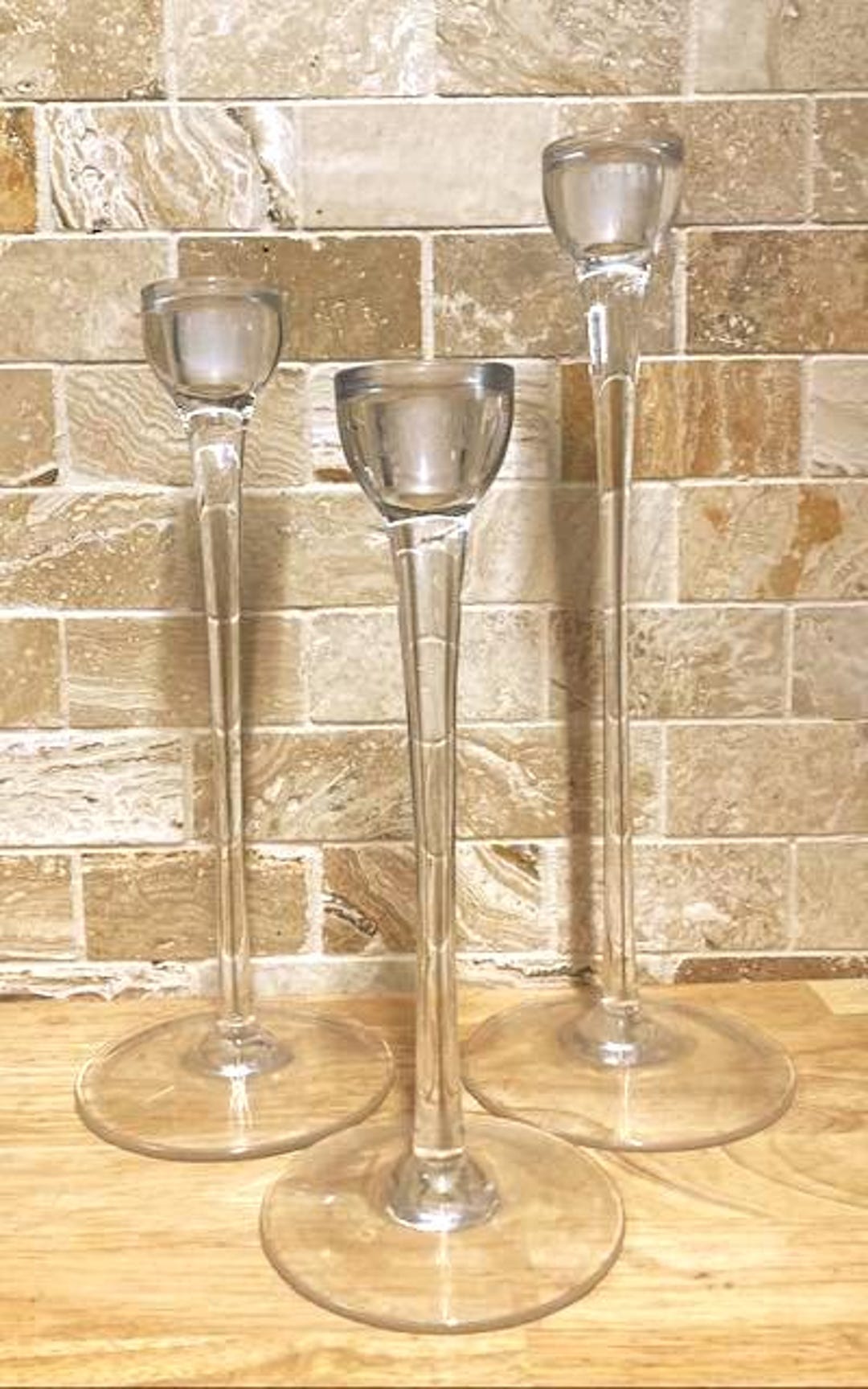 Vintage IKEA Glas Kerzenständer (Retired) Dreier Set Entworfen von P. Amsell und B. Berlin für die Blomster Serie