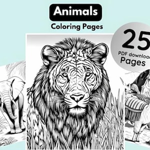 25 Animals Coloring Pages | Animal Coloring Sheets | Instant Download | Printable PDF File |