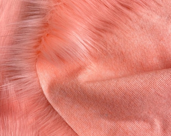 Shaggy Orange Pink Faux Fur Fabric by the Yard – Soft, Fluffy & Long Pile Plush Material – DIY Crafts, Costumes