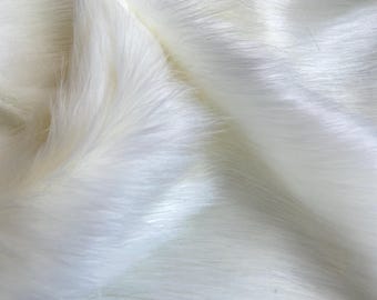 Shaggy White Faux Fur Fabric by the Yard – Soft, Fluffy & Long Pile Plush Material – DIY Crafts, Costumes