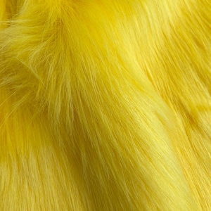 Shaggy Yellow Faux Fur Fabric by the Yard – Soft, Fluffy & Long Pile Plush Material – DIY Crafts, Costumes