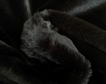 Bunny Black Faux Fur Fabric by the Yard – Soft, Fluffy & Plush Material – DIY Crafts, Costumes