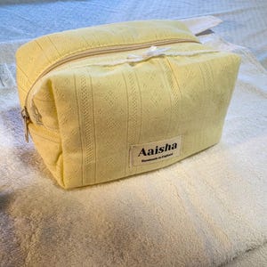 La Belle Butter Yellow Cosmetic bag - Makeup bags - beauty pouch- beauty bags- cute makeup bags - pointelle cosmetic bag - coquette bag