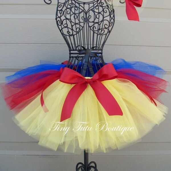 Snow White- Yellow, Blue, and Red baby/child tutu with FREE hairbow- 0-3mo,3-6mo,6-12mo,12-24mo