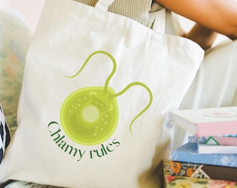 Bolsa de biología de Chlamydomonas reinhardtii, bolsa de ciencia, regalo de microbiología, humor científico, bolsa de tallo, amante de la ciencia, microalgas verdes