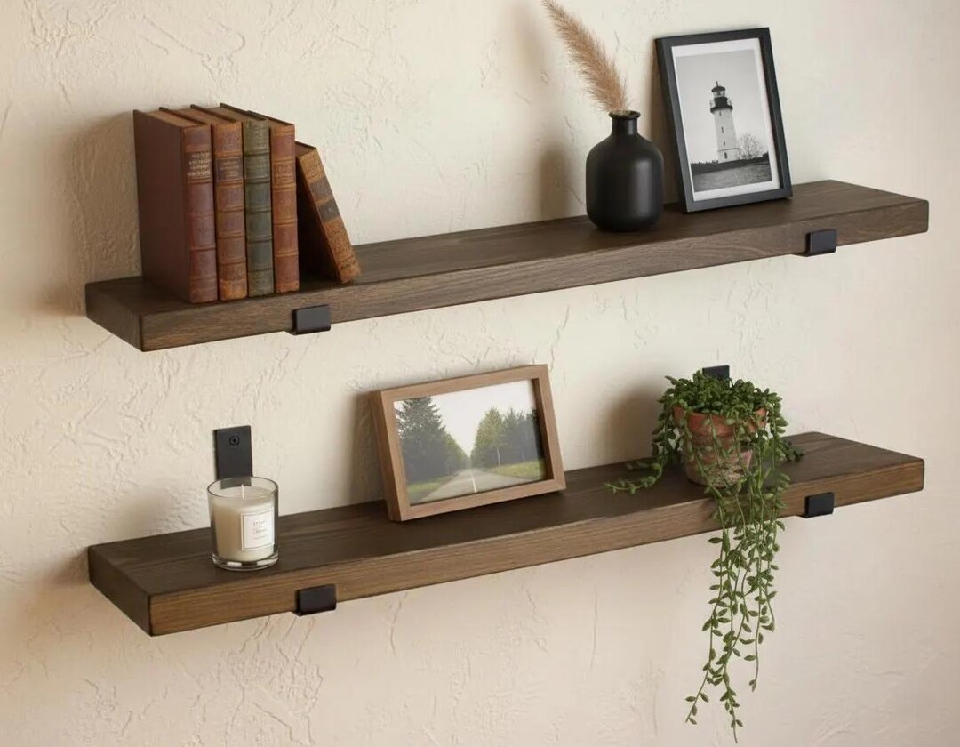 Custom Size Wooden Floating Shelves | Heavy Duty Farmhouse Decor ...