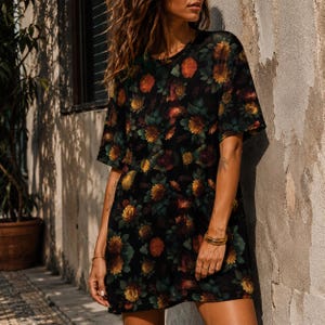 grunge t shirt dress Dark Floral Fairy Fantasy Goth Grunge Punk Inspired Soft T-shirt dress