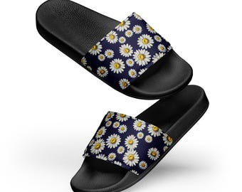 Women Summer Slides Daisy – Floral Sandals – Beach Slippers – Cute Summer Shoes – Pool Slides Women