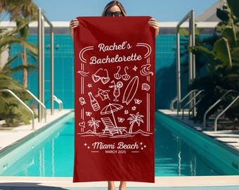 The Bach Club Beach Towel, Custom Bachelorette Towel, Coastal Bride Gift, Beach Bachelorette Party Favor, Personalized Bridal Towel