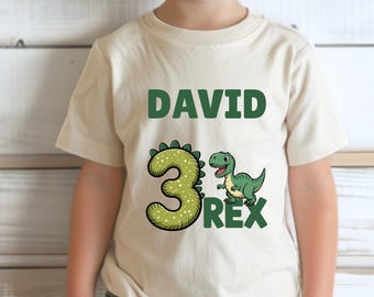 Personalized Three Rex Dinosaur Birthday Shirts, Matching Family 3 Rex Tees, Mom Dad Brother Sister Dino Birthday Party Outfits