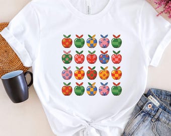 Retro Apple Teacher Shirt, Cute Back to School Shirt, Teacher Appreciation Gift, First Day of School Tee, Fun Teacher Outfit