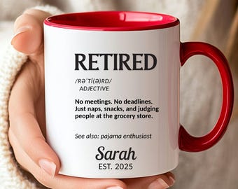 Funny Retirement Definition Mug, Gift for Retired Coworker, Personalized Coffee Mug, Custom Retirement Present, Office Goodbye Gift