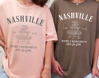 Custom Nashville Bachelorette Shirt, Personalized Girls Trip Tee, Cocktail Club Shirt, Bach Party Gift, Custom City Party Shirt