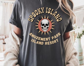 Spooky Island Shirt, Retro Halloween Tee, Funny Skeleton Disco Shirt, Halloween Party Shirt, Vintage Skull T-Shirt, Comfort Colors Halloween
