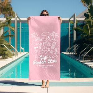 Custom Bachelorette Beach Towel, Personalized Name & Location Pool Towel, Bridal Shower Gift, Bride Tribe Trip Towel, Bridesmaid Gift