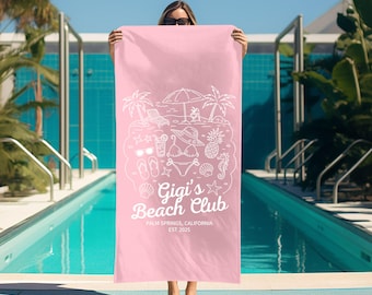 Toalla de playa personalizada para despedida de soltera, toalla de piscina personalizada con nombre y ubicación, regalo para despedida de soltera, toalla para viaje de Bride Tribe, regalo para dama de honor