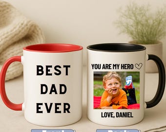 Personalized Dad Mug, Best Dad Ever Photo Mug, Father’s Day Gift, Custom Picture Mug, Dad Birthday Gift, Gift from Kids, Baby Photo Mug