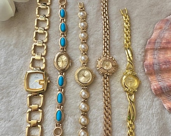 Collection plage : montres vintage dorées