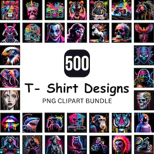 500 T-Shirt Design Bundle – Vibrant Sublimation Designs for Men, Women & Kids, Colorful Tshirt Designs, Digital Download